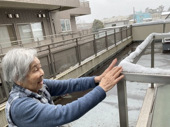 積もった雪に触れてみます